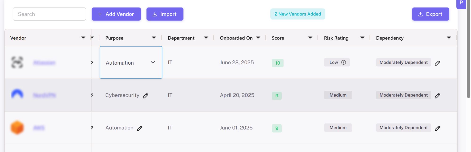 Vendor Onboarding with Risk Categorization
